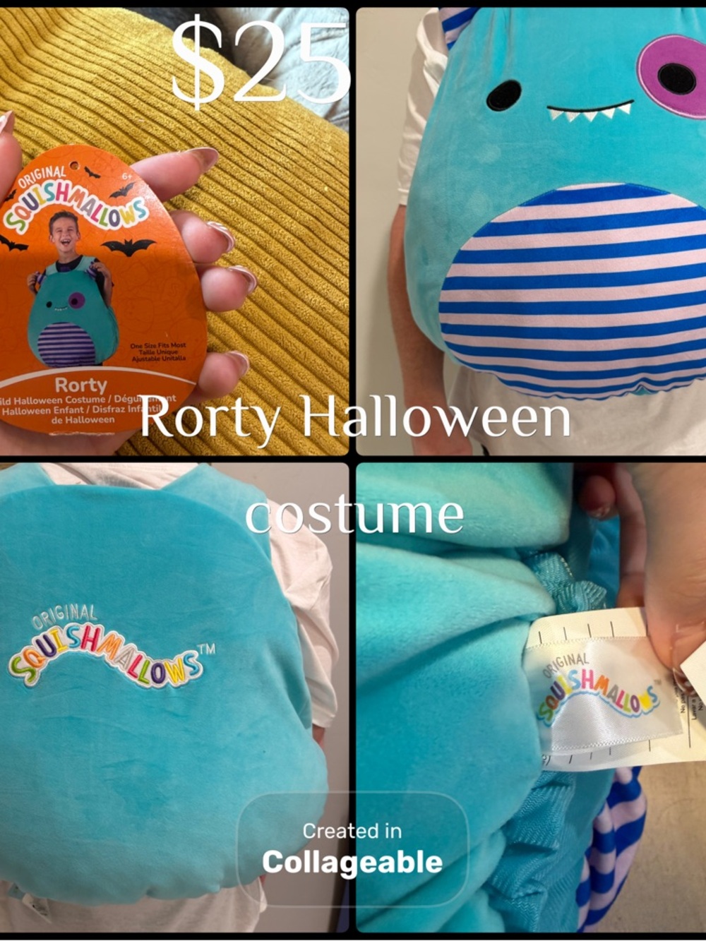 Squishmallows Rorty Teal and Blue Kids Costume